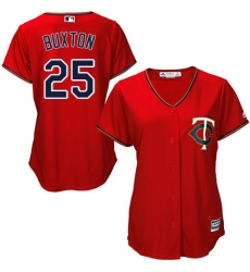 Women's Majestic Minnesota Twins #25 Byron Buxton Replica Scarlet Alternate Cool Base MLB Jersey