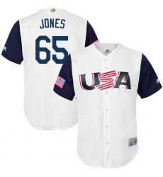 Men's USA Baseball Majestic #65 Nate Jones White 2017 World Baseball Classic Replica Team Jersey
