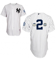 Men's Majestic New York Yankees #2 Derek Jeter Replica White w/Commemorative Final Season & Inaugural Season & Retirement Patch MLB Jersey