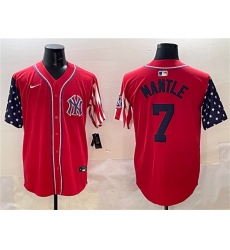 Men's New York Yankees #7 Mickey Mantle Red American Style Limited Stitched Baseball Jersey
