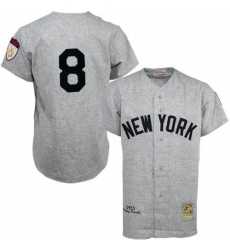 Men's Mitchell and Ness 1951 New York Yankees #8 Yogi Berra Replica Grey Throwback MLB Jersey