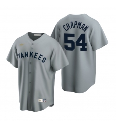 Men's Nike New York Yankees #54 Aroldis Chapman Gray Cooperstown Collection Road Stitched Baseball Jersey