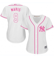 Women's Majestic New York Yankees #9 Roger Maris Authentic White Fashion Cool Base MLB Jersey