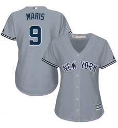 Women's Majestic New York Yankees #9 Roger Maris Replica Grey Road MLB Jersey