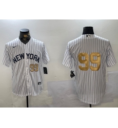 Men's New York Yankees #99 Aaron Judge White Pinstripe Without Name Fashion Cool Base Jerseys