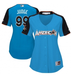 Women's Majestic New York Yankees #99 Aaron Judge Replica Blue American League 2017 MLB All-Star MLB Jersey