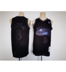 Men's Philadelphia 76ers #3 Allen Iverson Black Throwback basketball Jersey