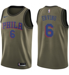 Men's Nike Philadelphia 76ers #6 Julius Erving Swingman Green Salute to Service NBA Jersey