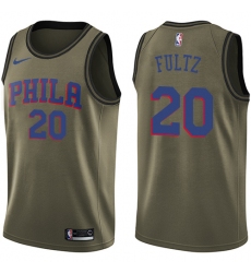 Men's Nike Philadelphia 76ers #20 Markelle Fultz Swingman Green Salute to Service NBA Jersey