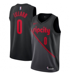 Men's Nike Portland Trail Blazers #0 Damian Lillard Swingman Black NBA Jersey - 2018 19 City Edition