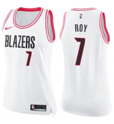 Women's Nike Portland Trail Blazers #7 Brandon Roy Swingman White/Pink Fashion NBA Jersey