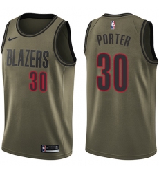 Men's Nike Portland Trail Blazers #30 Terry Porter Swingman Green Salute to Service NBA Jersey