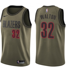 Men's Nike Portland Trail Blazers #32 Bill Walton Swingman Green Salute to Service NBA Jersey