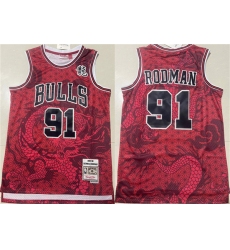 Men's Chicago Bulls #91 Dennis Rodman Red 1997-98 Throwback Stitched Basketball Jersey