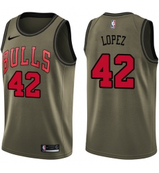 Men's Nike Chicago Bulls #42 Robin Lopez Swingman Green Salute to Service NBA Jersey