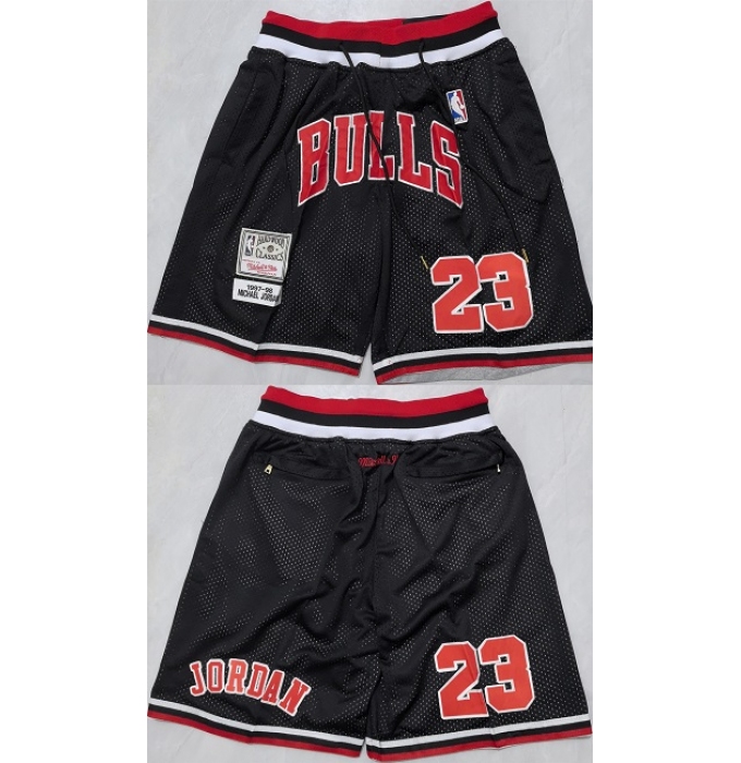Men's Chicago Bulls #23 Michael Jordan Black Shorts (Run Small)