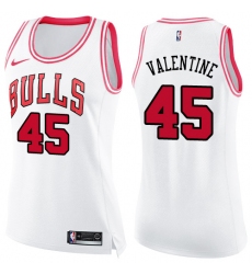 Women's Nike Chicago Bulls #45 Denzel Valentine Swingman White/Pink Fashion NBA Jersey