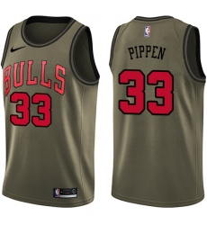 Youth Nike Chicago Bulls #33 Scottie Pippen Swingman Green Salute to Service NBA Jersey