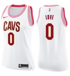 Women's Nike Cleveland Cavaliers #0 Kevin Love Swingman White/Pink Fashion NBA Jersey