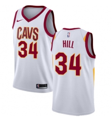 Men's Nike Cleveland Cavaliers #34 Tyrone Hill Authentic White Home NBA Jersey - Association Edition