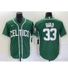 Men's Nike Boston Celtics #33 Larry Bird Green Stitched Baseball Jersey