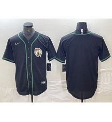 Men's Boston Celtics Black With Cool Base Stitched Baseball Jersey