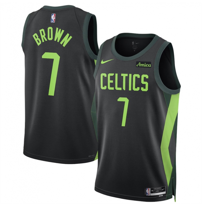 Men's Boston Celtics #7 Jaylen Brown Black 2024-25 City Edition Stitched Basketball Jersey