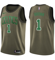 Youth Nike Boston Celtics #1 Walter Brown Swingman Green Salute to Service NBA Jersey