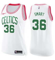 Women's Nike Boston Celtics #36 Marcus Smart Swingman White/Pink Fashion NBA Jersey