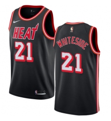 Youth Nike Miami Heat #21 Hassan Whiteside Authentic Black Black Fashion Hardwood Classics NBA Jersey