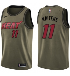 Men's Nike Miami Heat #11 Dion Waiters Swingman Green Salute to Service NBA Jersey