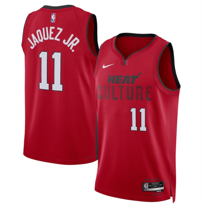 Men's Miami Heat #11 Jaime Jaquez Jr. Red 2024-25 City Edition Stitched Basketball Jersey