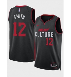 Men's Miami Heat #12 Dru Smith Black 2024 City Edition Stitched Basketball Jersey