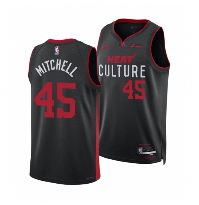 Men's Miami Heat #45 Davion Mitchell Black 2025 City Edition Stitched Basketball Jersey