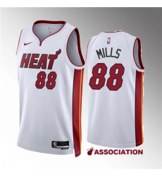 Men's Miami Heat #88 Patrick Mills White Association Edition Stitched Basketball Jersey