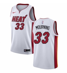 Men's Nike Miami Heat #33 Alonzo Mourning Authentic NBA Jersey - Association Edition