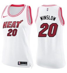 Women's Nike Miami Heat #20 Justise Winslow Swingman White/Pink Fashion NBA Jersey