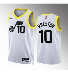 Men's Utah Jazz #10 Jason Preston White Association Edition Stitched Basketball Jersey