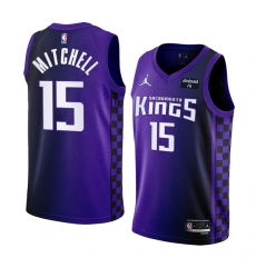 Men's Sacramento Kings #15 Davion Mitchell Purple 2023-24 Statement Edition Swingman Stitched Jersey