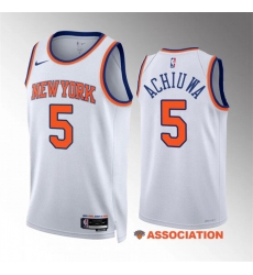 Men's New Yok Knicks #5 Precious Achiuwa White Association Edition Stitched Basketball Jersey