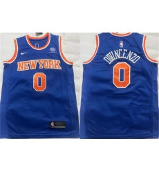 Men's New York Knicks #0 Donte DiVincenzo Blue Stitched Basketball Jersey