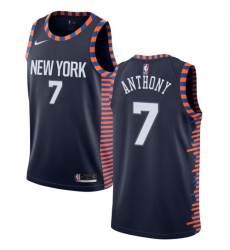 Women's Nike New York Knicks #7 Carmelo Anthony Swingman Navy Blue NBA Jersey - 2018 19 City Edition