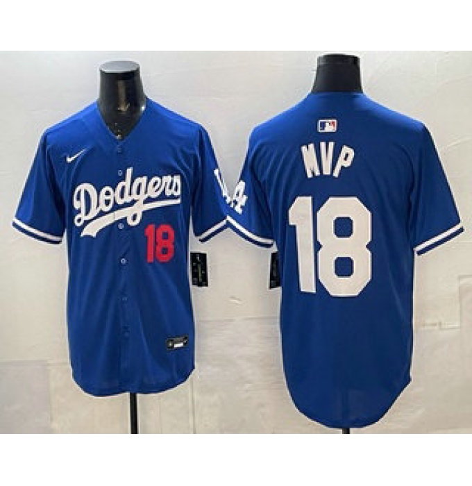 Men's Los Angeles Dodgers #18 Yoshinobu Yamamoto MVP Blue Limited Stitched Jersey