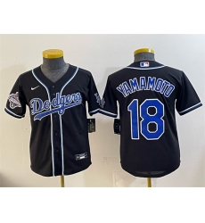 Women's Los Angeles Dodgers #18 Yoshinobu Yamamoto Black Fashion 2025 World Series Champions Cool Base Stitched Baseball Jersey(Run Small)