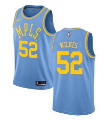 Men's Nike Los Angeles Lakers #52 Jamaal Wilkes Authentic Blue Hardwood Classics NBA Jersey