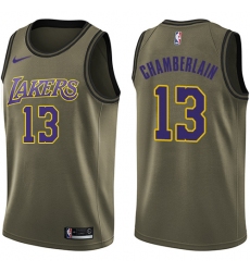 Youth Nike Los Angeles Lakers #13 Wilt Chamberlain Swingman Green Salute to Service NBA Jersey