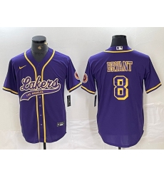 Men's Los Angeles Lakers #8 Kobe Bryant Purple Cool Base Stitched Baseball Jersey