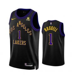 Men's Los Angeles Lakers #1 D'Angelo Russell Black 2023-24 City Edition Stitched Basketball Jersey