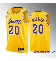 Men's Los Angeles Lakers #20 Dylan Windler Yellow Icon Edition Stitched Basketball Jersey