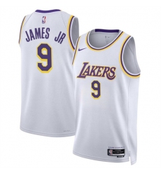 Men's Los Angeles Lakers #9 Bronny James Jr. White 2024 Draft Association Edition Stitched Basketball Jersey